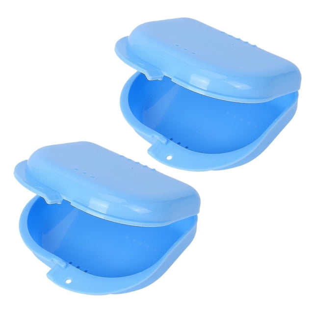 2 unidades de estuche protector bucal dental, contenedor de retenedores de ortodoncia con orificios de ventilación, soporte para dentaduras postizas, caja alineadora transparente para el hog