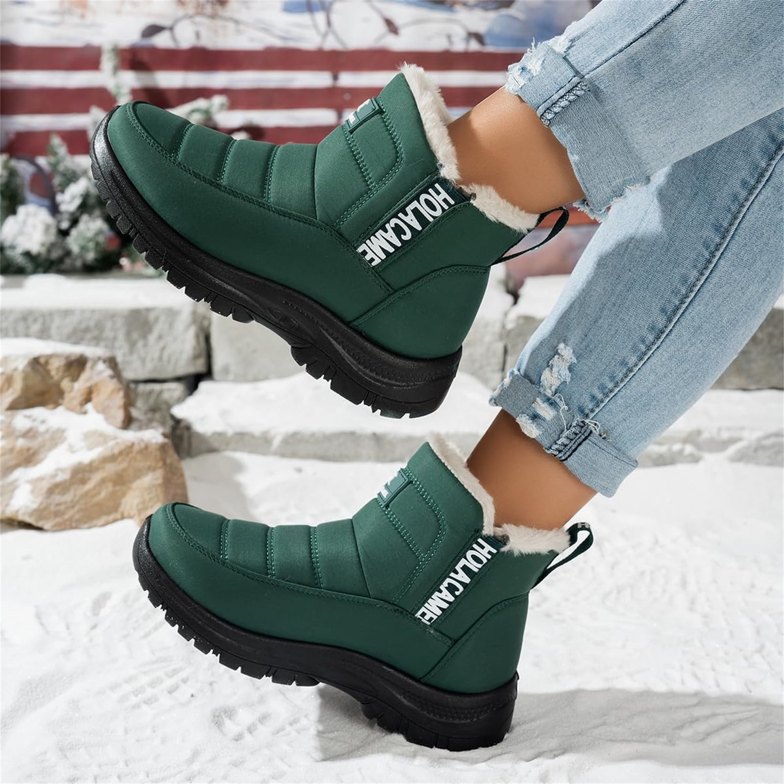 Willtoo Winter Boots for Women Waterproof Snow Boots Warm Fur Lined Ankle Booties Slip On Outdoor Lightweight Comfortable Aniti Slip Hiking Camping Walking Shoes Gray