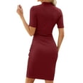 thumbnail image 6 of Deago Women's Summer Short Sleeve Ruched Casual Sundress Crew Neck Midi Bodycon T Shirt Dress (Red, 2XL), 6 of 10