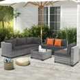 thumbnail image 7 of FHFO 7 Pieces Outdoor Patio Furniture Set, Wicker Sectional Sofa Set Rattan Modular Patio Conversation Sets with Cushions Couch Set & Coffee Table for Outside, Garden, Balcony, Porch, Grey/Gray, 7 of 7