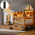 thumbnail image 1 of Full Size House Bed with 2 Large Drawers, Side Bookshelf with LED Strip, 1 of 5
