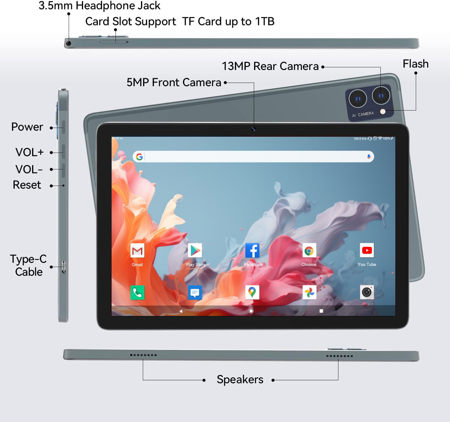 Android 12 Tablet 10.1 inch 128GB Tablet, 2024 Latest Update Octa-Core with Keyboard, Dual 13MP+8MP Camera, 5G WiFi, Bluetooth, GPS, IPS Full HD Display, Gray - Walmart.com Android 12 Tablet 10.1 inch 128GB Tablet, 2024 Latest Update Octa-Core with Keyboard, Dual 13MP+8MP Camera, 5G WiFi, Bluetooth, GPS, IPS Full HD Display, Gray - Walmart.com