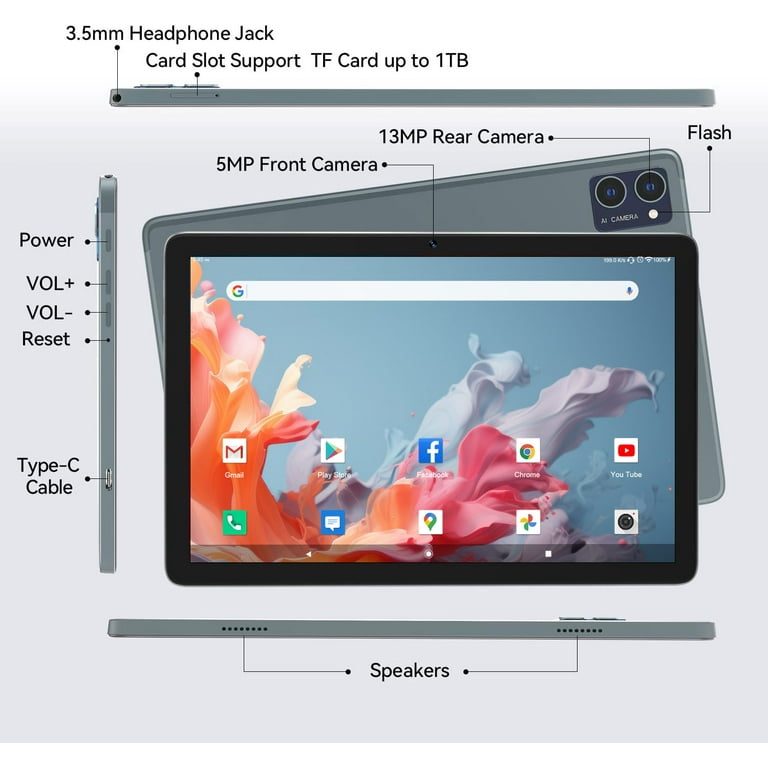 Android 12 Tablet 10.1 inch 128GB Tablet, 2024 Latest Update