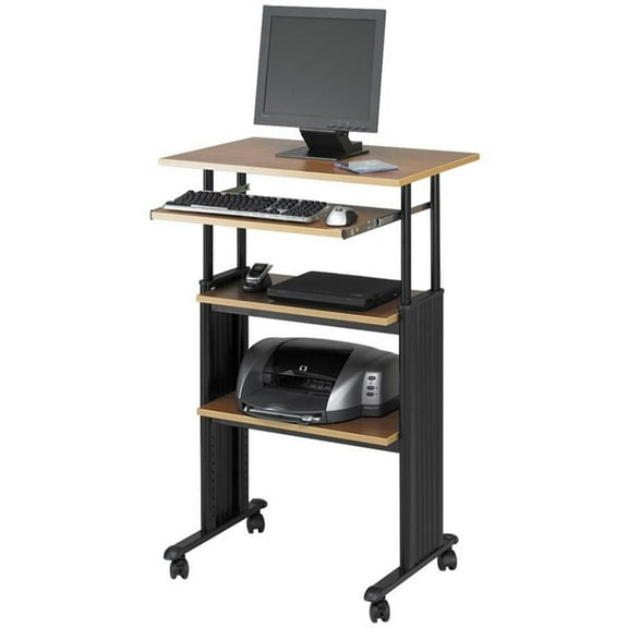 Scranton & Co Standing Height Adjustable Workstation in Medium Oak