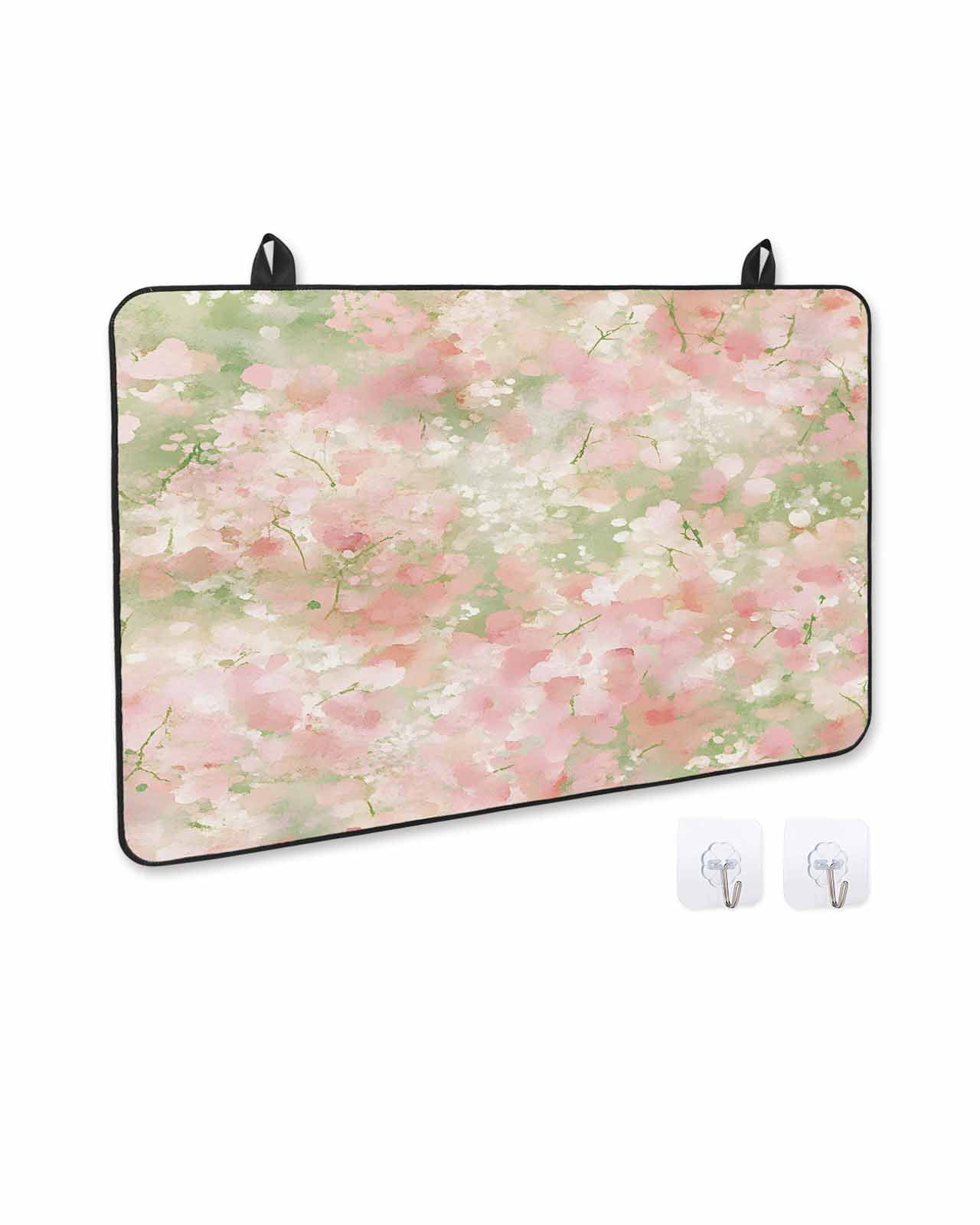 nqOlkjepod Large Induction Cooktop Protector Mat 36"x21", Pink Green Flower Stove Top Covers for Electric Stove, Watercolor Summer Botanical Decorative Stove Burner Cover Mats, Glass Top Stove Cover