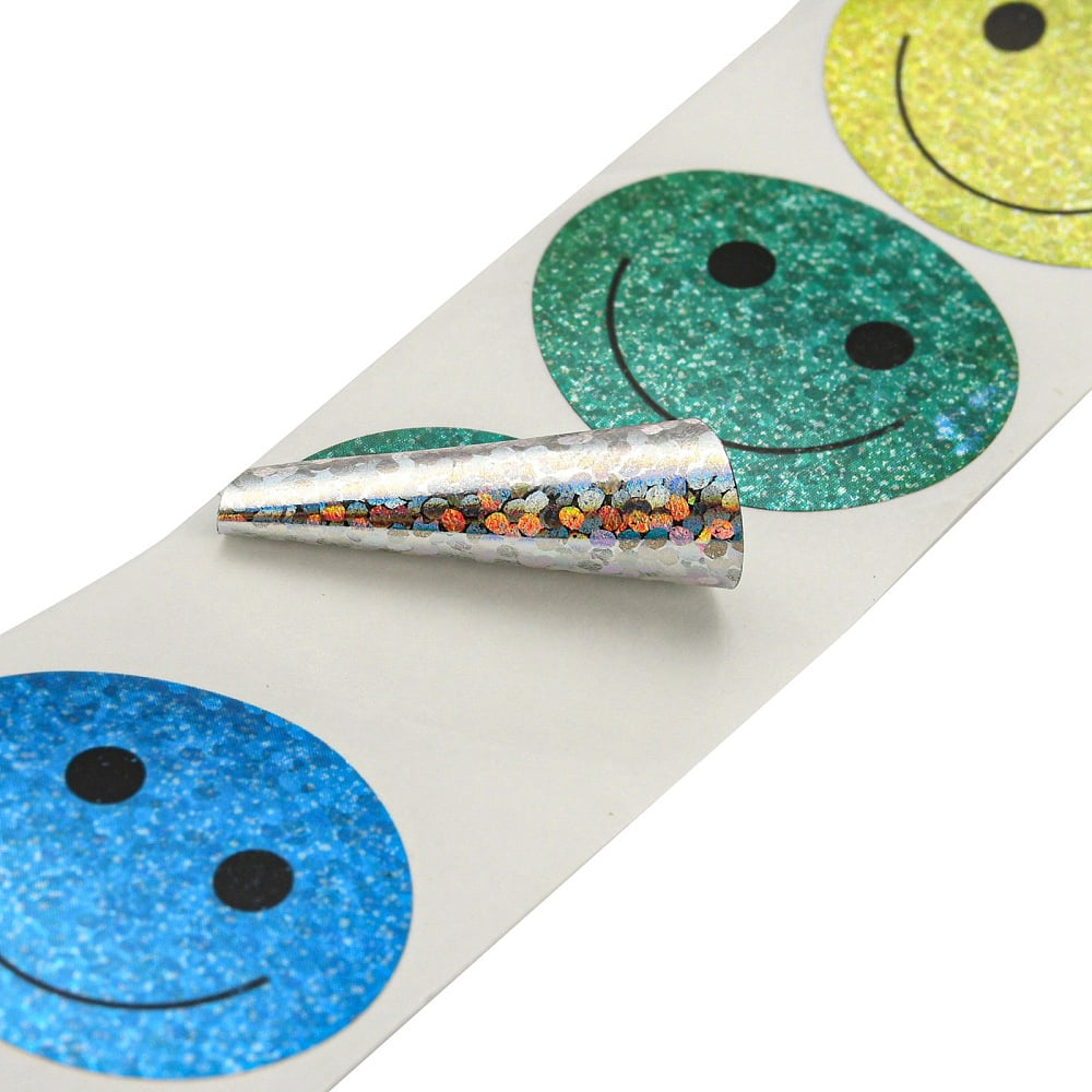 10rolls Smile Stickers Roll Round Paper Smiling Face Pattern Adhesive Labels Decorative Sealing Stickers for Gifts Party Mixed color 25x0.2mm 500pcs/roll