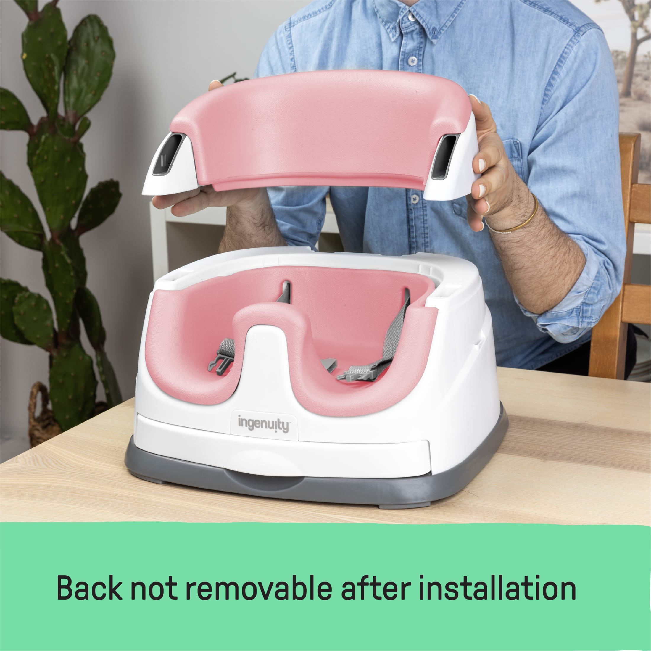 Ingenuity Baby Base 2-in-1 Booster Feeding High Chair and Floor Seat with Self-Storing Tray - Peony