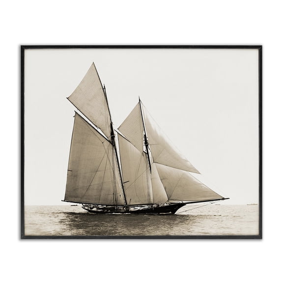 Stupell Industries Traditional Vintage Maritime Ship Black Framed Giclee Art, 14 x 11, by Graffitee Studios