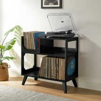 Crosley Furniture Asheville Medium Record Storage Console Black