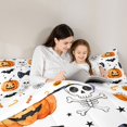 thumbnail image 4 of Homewish Classic Pumpkin Skeleton Queen Comforter Set for Kids, Bat Plaid Bow Star Comforter Sets Queen, Halloween Reversible, 3 Pieces, 1 Comforter and 2 Pillowcases, 4 of 6