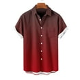 thumbnail image 4 of Zylanna Men's Turndown Collar Shirts, Gradient Print Button Down Summer Short Sleeve Casual Cardigan Trouses for Men Wine Size 5XL, 4 of 5