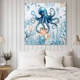 thumbnail image 4 of Octopus Wall Art Painting on Canvas, Blue Coastal Starfish Ocean Coral Nautical Canvas Art Home Prints Wall Art Framed Modern Artwork for Living Room Bedroom Wall Decor 16x16in, 4 of 9
