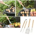 thumbnail image 5 of Elainilye Barbecue Grilling Utensils Set Of 3, Stainless Steel BBQ Utensil Tools with Wood Handle, Fork, Slotted Turner & Barbecue Tongs Grill Kit, BBQ Accessories for Outdoor Camping Party, 5 of 6