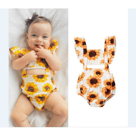 

Binpure 0-24 Months Newborn Baby Girl Sunflower Summer Clothes Romper Jumpsuit Outfit
