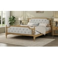 thumbnail image 6 of Queen Size Solid Wood Platform Bed Frame with Tufted Headboard,No Box Spring Needed,Antique Walnut for Bedroom, 6 of 14
