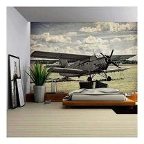 wall26 - Old Aircraft, Vintage Background - Removable Wall Mural | Self-Adhesive Large Wallpaper - 66x96 inches