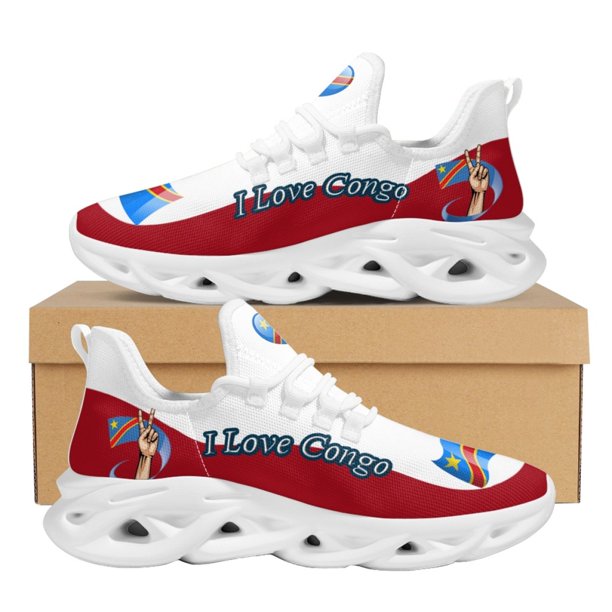 Zapatos planos de tendencia para mujer y hombre, diseño de bandera del Congo, informales, de malla transpirable, para mujer
