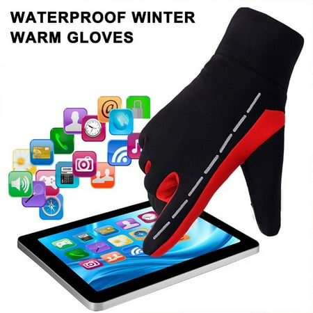- Winter Warm Outdoor Sports Unisex Cycling Ski Gloves Windstopper Waterproof Screen Touch Gloves Red XL