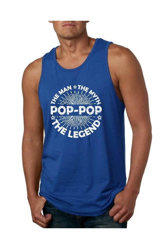 , Pop-Pop Man Myth Legend Funny Dad Uncle Papa Granpa Dad Gift, Father's Day, Men Graphic Tank Top, Royal, X-Large