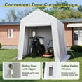 thumbnail image 5 of Aoxun 6x8 FT Portable Carport Shed, Waterproof Outdoor Storage Tent with Zipper Door for Garden Tools, Bicycle, Motorcycle, Generator Cover, White, 5 of 9