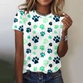 thumbnail image 2 of Otvok Tops for Womens Dog Paw Print Short Sleeve Funny Round Neck T-Shirt Blouses, 2 of 6