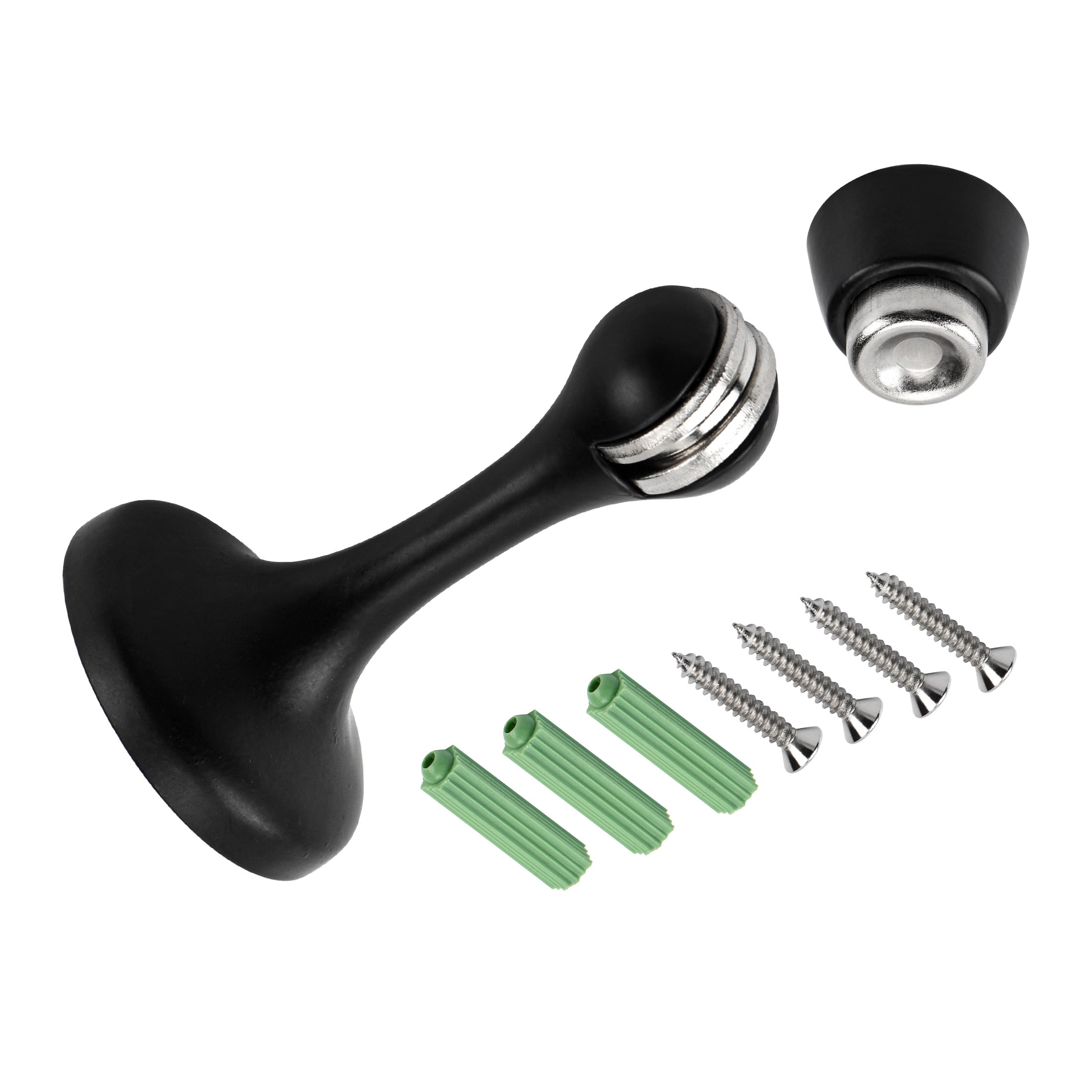 Hyper Tough Magnetic Door Stop With Catch, Matte Black