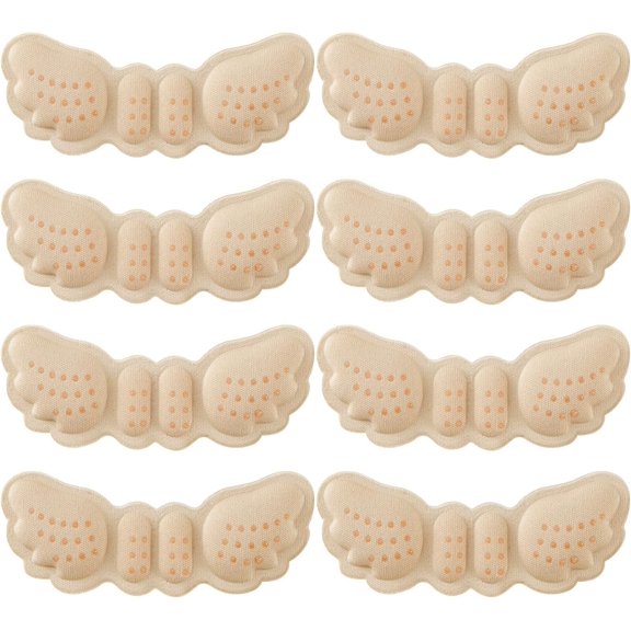 Back of Heel Cushion Pads, Adhesive Heel Grips Inserts for Loose Shoes, Too Big High Heel, Reusable Heel Guards Liners for Women, Improve Shoe Fit, 8PCS-Beige