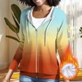 thumbnail image 4 of LEKWK Zip Up Hoodie Women Gradient Print Long Sleeve Lightweight Sweatshirt Drawstring Athletic Jacket with Pockets Activewear for Running Workout, 4 of 7