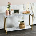 thumbnail image 5 of Household Essentials Crown Console Sofa Table with Storage Shelf White Marble and Gold Metal, 5 of 10