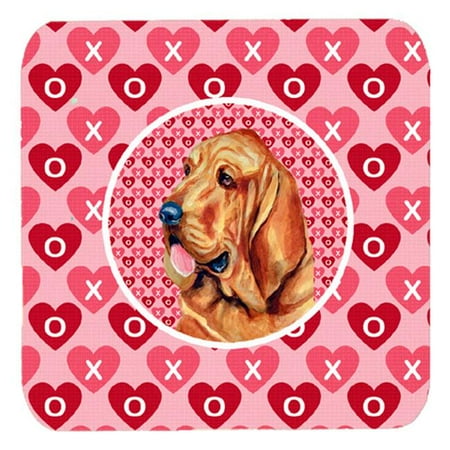 

Carolines Treasures LH9151FC Bloodhound Valentines Love and Hearts Foam Coasters- Set - 4