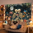 thumbnail image 2 of Floral Skeleton Lovers Tapestry Plant Flower Aesthetic Skull Gothic Tapestry for Bedroom Lovers Tapestry Wall Hanging for Dorm Living Room, 2 of 7