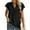 Black, variant on UVN Ruffle Blouses for Women Summer Casual Chiffon Shirts V Neck Loose Short Sleeve Tunic Tops