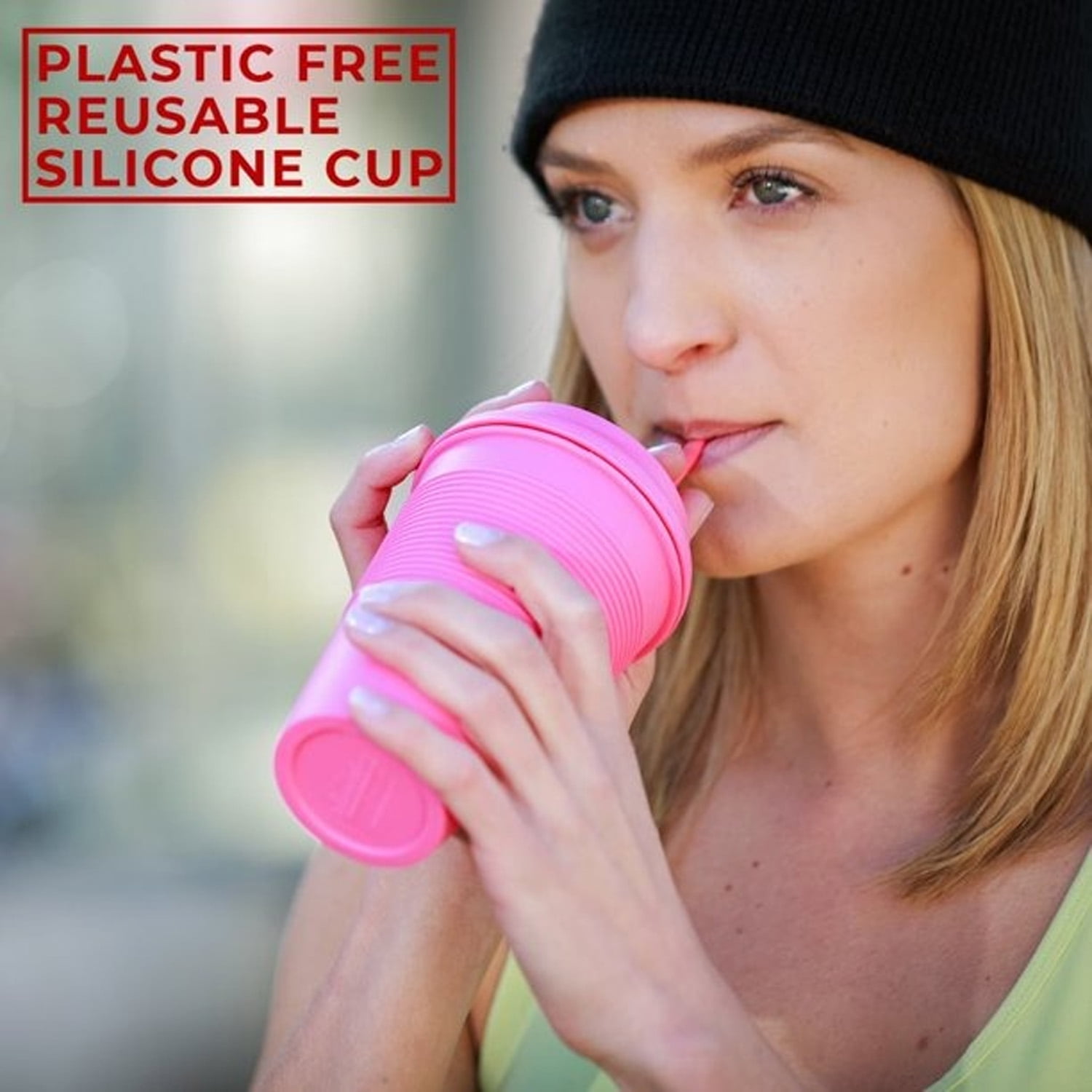 ITPCINC Reusable Silicone Cups for Coffee with Lids, Reusable Travel