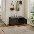 thumbnail image 5 of Barara King Adjustable Shoe Storage Bench with Cabinet Doors, 28.74" Entryway Seat with Cushion for Organizing, Black, 5 of 8