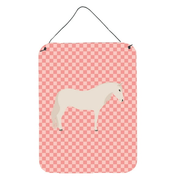 Caroline's Treasures BB7905DS1216 Paso Fino Horse Pink Check Wall or Door Hanging Prints, 12x16, multicolor