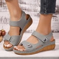 thumbnail image 3 of Rokment Women's Orthopedic Wedge Walking Sandals Beach Comfortable Arch Support Platform Mid Heels Non Slip Work Summer Shoes for Woman with Adjustable Straps Grey Size 7.5, 3 of 6