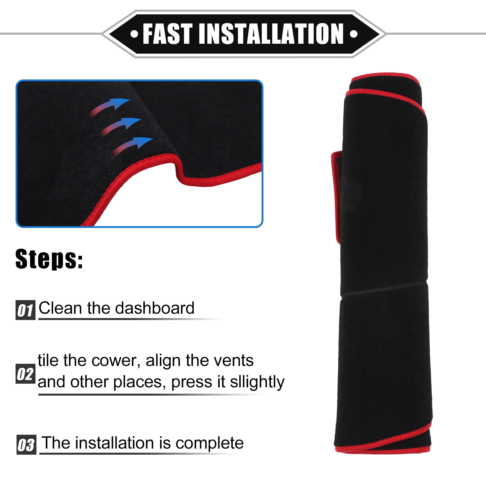 Unique Bargains 1Pcs Dashboard Cover Mat Dash Board Protector Cover for Dodge Charger 2005-2007 Nonslip Polyester Red