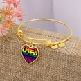 thumbnail image 4 of Free Mom Hugs Heart Pendant - LGBT Pride Gift for MOM - Heart Bangle Bracelet - Silver/Gold color, Personalized Engraving Option, 4 of 5
