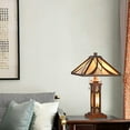 thumbnail image 3 of RADIANCE Goods Tiffany-Style Mission 3 Light Double Lit Wooden Table Lamp 15" Shade, 3 of 3