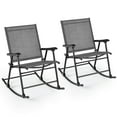thumbnail image 1 of Costway 2 PCS Patio Folding Rocking Chair Heavy-Duty Metal Frame Rockers Outdoor Gray, 1 of 8