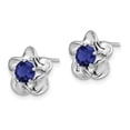 thumbnail image 2 of Auriga Fine Jewelry 925 Sterling Silver Rhodium-plated Floral Created Sapphire Post Stud Earrings for Women, 2 of 6
