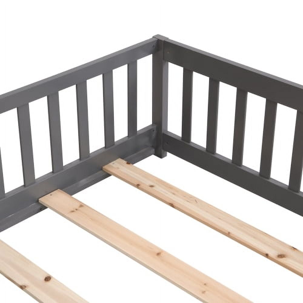 ASINMAK Floor Bed with Door and Fence, Gray
