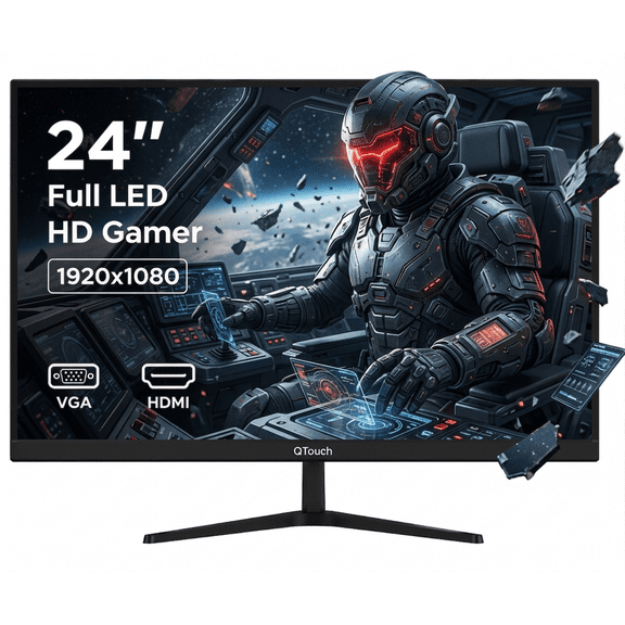 Monitor Gamer 24 pulgadas QTouch 1920x1080 | LED FULL HD | VGA HDMI