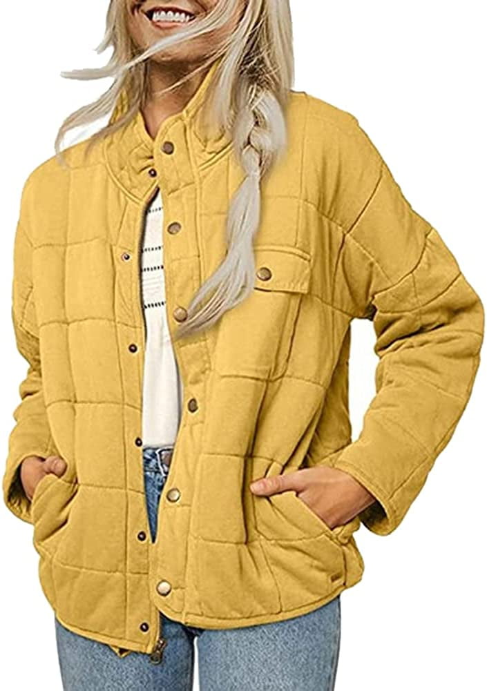 PIKADINGNIS Women Fashion Lightweight Quilted Jacket Long Sleeve Warm