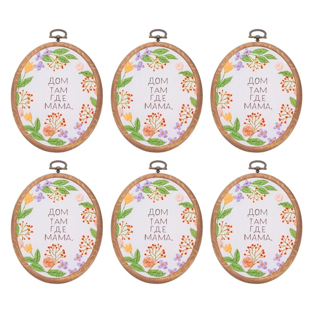 Uxcell 6 Piezas de Aros de Bordado de 4.7"x3.5" Imitación de Madera Ovalada para Arte de Bordado, Manualidades y Decoración de Costura