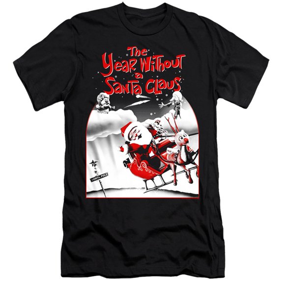 The Year Without A Santa Claus - Santa Poster - Premium Slim Fit Short Sleeve Shirt - Small