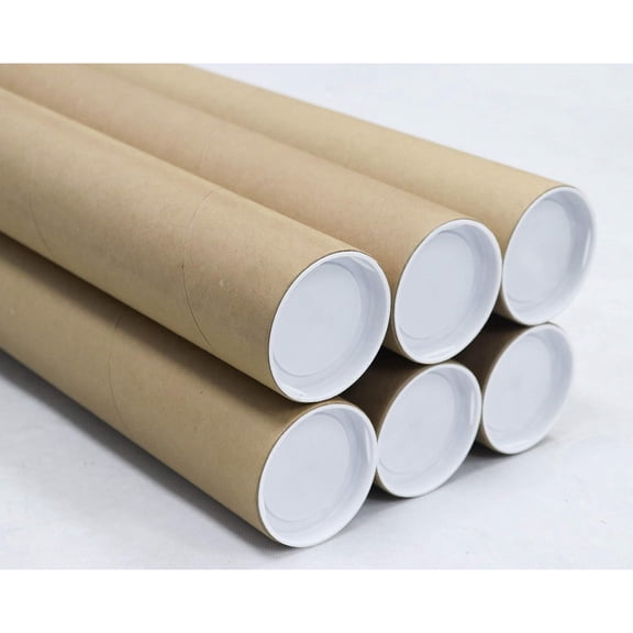 Mailing Tube - 3 in x 36 in - Kraft - 6 Pack - for Shipping and Storage of Posters, Arts, Crafts, and Documents