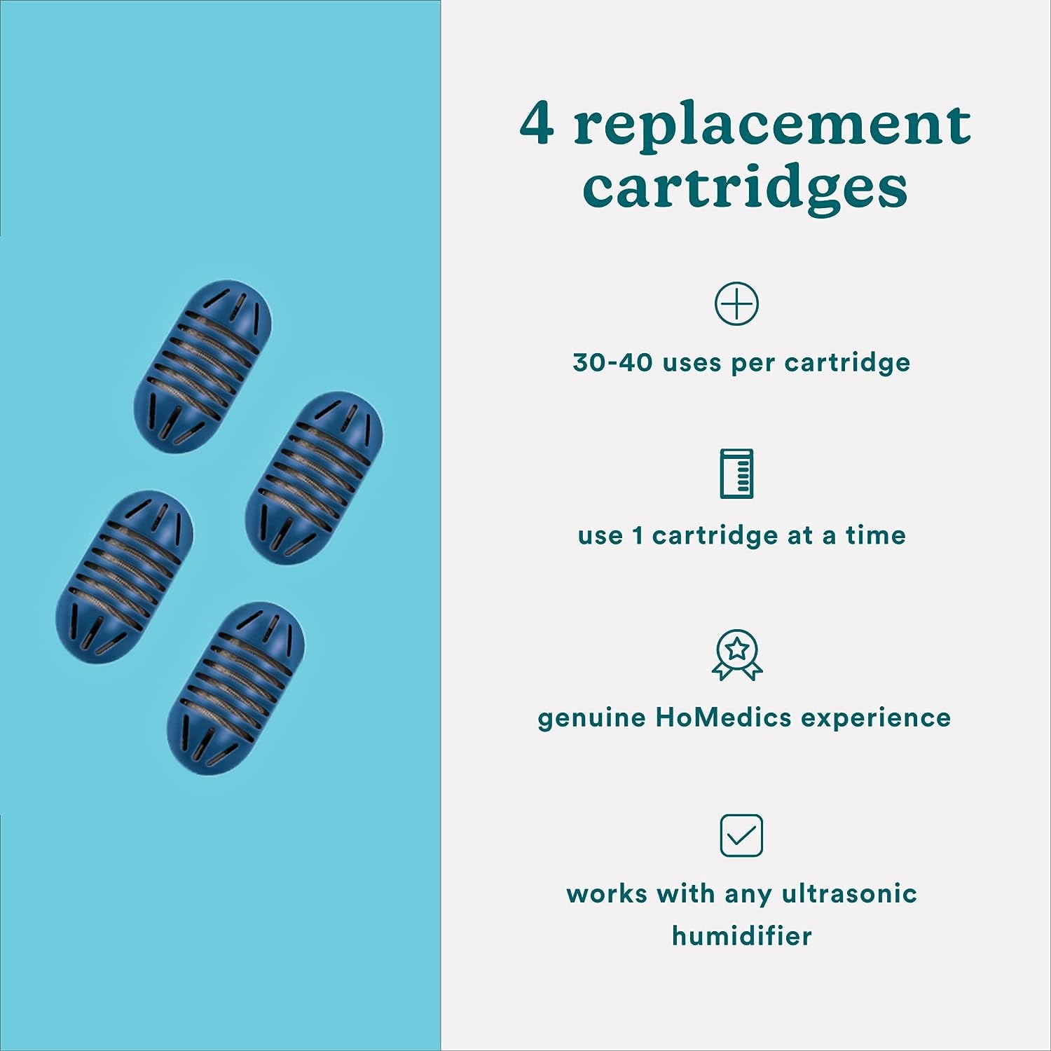 Demineralization Cartridge for Ultrasonic Humidifiers – 4-Pack Humidifier Filter Replacements, Filters Mineral Deposits and Purifies Water in Air Bedroom, Plants, Office Blue