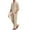 Light Khaki, variant on Men's 2 Pieces Cotton Linen Set Long Sleeve Henley Shirts Casual Beach Pants With Pockets Summer Yoga Outfits