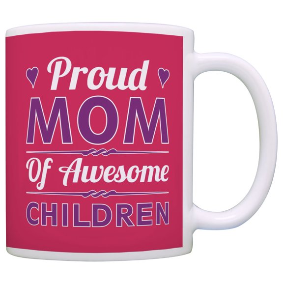 ThisWear Proud Mom of Awesome Children Mom Coffee Mug Pink